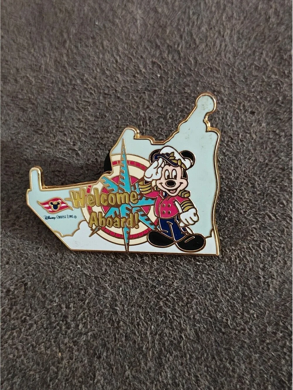 2008 Disney Cruise Line Gold Tone Enamel Pin Featuring Captain Mickey Mouse